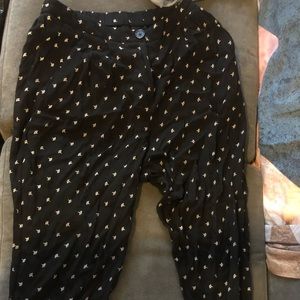 Black Silk Printed Joggers, S, Urban Outfitters